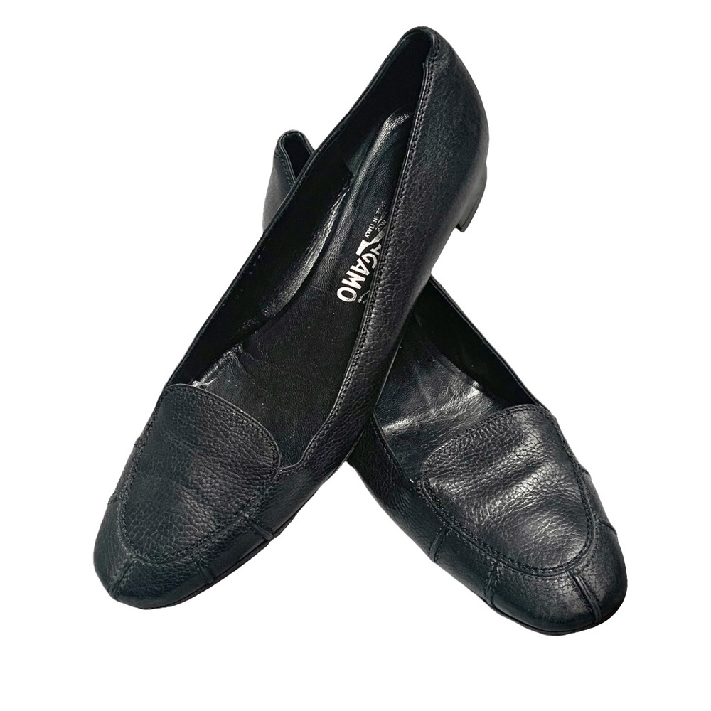 Salvatore Ferragamo | Black Leather Loafers | rounded toe and low heel